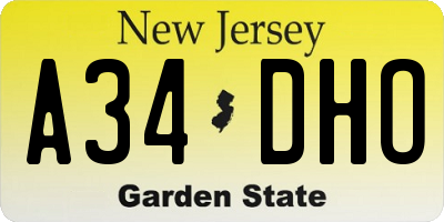NJ license plate A34DHO