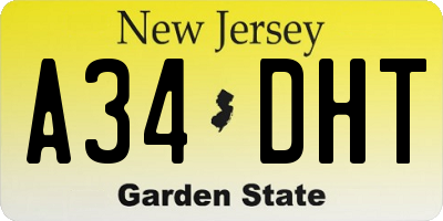 NJ license plate A34DHT
