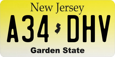 NJ license plate A34DHV