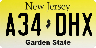 NJ license plate A34DHX