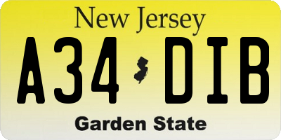 NJ license plate A34DIB