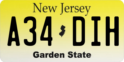 NJ license plate A34DIH