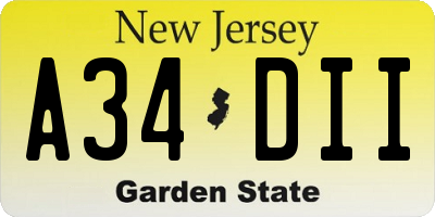 NJ license plate A34DII
