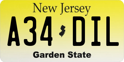 NJ license plate A34DIL