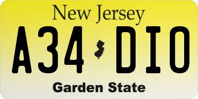 NJ license plate A34DIO