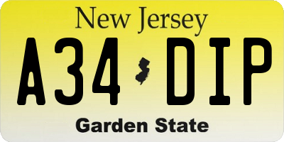 NJ license plate A34DIP