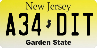 NJ license plate A34DIT