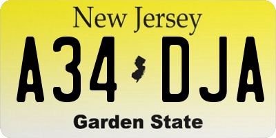 NJ license plate A34DJA