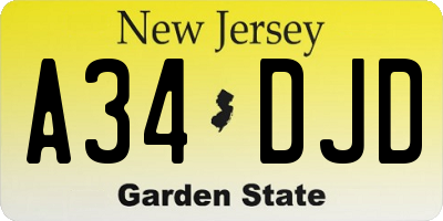 NJ license plate A34DJD