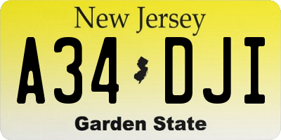 NJ license plate A34DJI