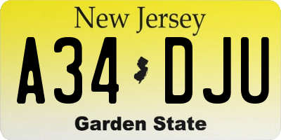NJ license plate A34DJU