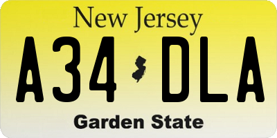 NJ license plate A34DLA