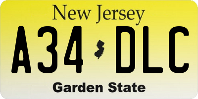 NJ license plate A34DLC