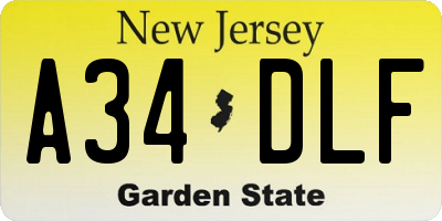 NJ license plate A34DLF