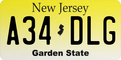 NJ license plate A34DLG