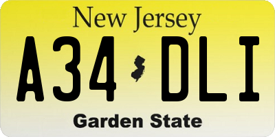 NJ license plate A34DLI