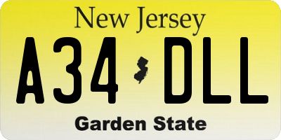 NJ license plate A34DLL