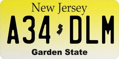 NJ license plate A34DLM