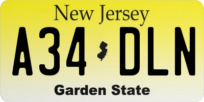 NJ license plate A34DLN