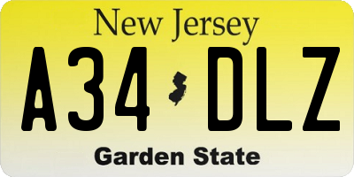 NJ license plate A34DLZ