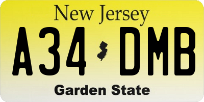 NJ license plate A34DMB