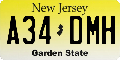 NJ license plate A34DMH