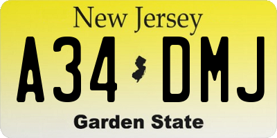 NJ license plate A34DMJ