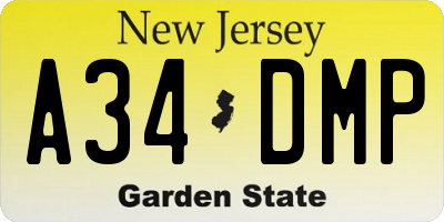 NJ license plate A34DMP