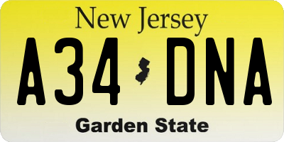 NJ license plate A34DNA