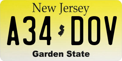 NJ license plate A34DOV
