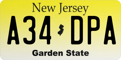 NJ license plate A34DPA