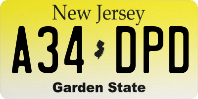 NJ license plate A34DPD