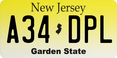 NJ license plate A34DPL