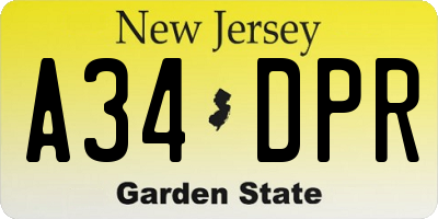 NJ license plate A34DPR
