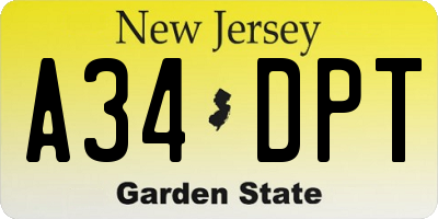 NJ license plate A34DPT
