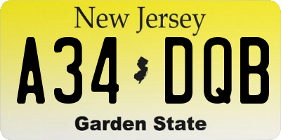 NJ license plate A34DQB