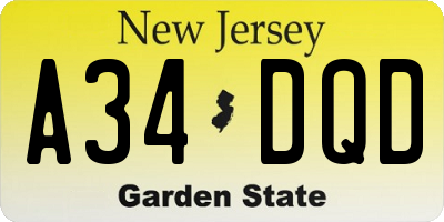NJ license plate A34DQD