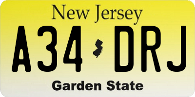 NJ license plate A34DRJ