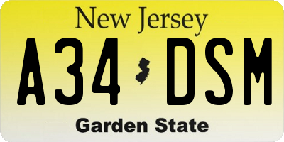 NJ license plate A34DSM