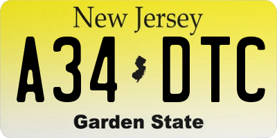 NJ license plate A34DTC