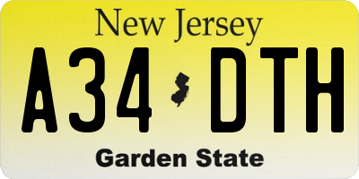 NJ license plate A34DTH