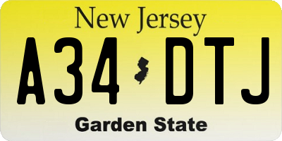 NJ license plate A34DTJ
