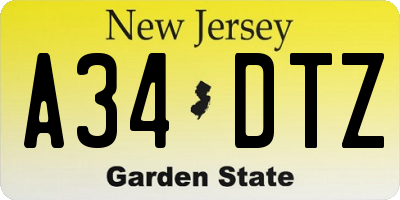 NJ license plate A34DTZ