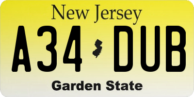 NJ license plate A34DUB