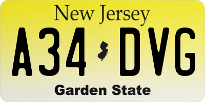 NJ license plate A34DVG