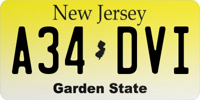 NJ license plate A34DVI