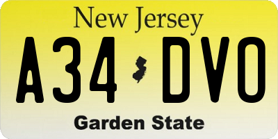 NJ license plate A34DVO