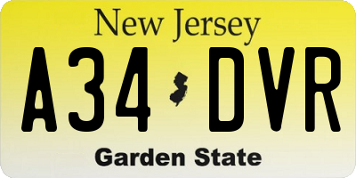 NJ license plate A34DVR