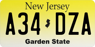 NJ license plate A34DZA