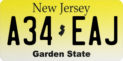NJ license plate A34EAJ